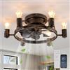 Ganeed Ventilatori da soffitto con luci e telecomando basso profilo Montaggio a filo Ventilatore stile fattoria industriale rustico Lampade E27 per camera da letto cucina isola nero 6 luci