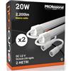Eurocali Striscia LED 2 metri Rigida con profilo in alluminio 20W 12V 2200 lumen Luce Calda 3000K - Plug&Play - Pacco da 2
