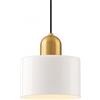 LFsem Lampadario Sospensione Moderno Vetro Colorato | Regolazione Altezza 200cm | E27 Lampada a Soffitto per Cucina, Sala Pranzo, Camera | Design con Dettagli Oro (Bianco Lucido)