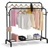 Generico Stand Appendiabiti Doppia Barra da Terra con Ripiano Porta Scarpe - Attaccapanni in Metallo Salvaspazio per Vestiti, Guardaroba, Ingresso e Cabina Armadio - 80x44x150 cm (nero)
