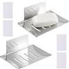 TTYSHIP® 2 portasapone senza foratura, portasapone senza foratura, in acciaio inox, autoadesivo, portasapone da parete con cuscinetto adesivo per bagno, cucina, balcone (argento)