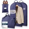 Bruce.® 2x Borsa Porta Abiti da Viaggio 100 x 60cm inkl 1x Sacchetto per Scarpe, Custodia Abiti con Cerniera Antitarme, Copriabiti da Armadio Antipolvere 120 GSM, Porta Abito da Viaggio - Blu Navy