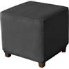 Muiuou Copripouf in Velluto Elasticizzato per Poggiapiedi Quadrati o Rettangolari, Fodera Lavabile con Fondo Elastico, Copertura Protettiva per Pouf e Ottomane (Stile 5,98P x 98l x 45A cm)
