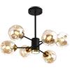 SANGPAO Lampadario a bolle di vetro moderno di lusso Sputnik ramo grappolo lampadario a bolle di vetro nero plafoniera a LED grigio fumo vetro ambrato lampada a sospensione industriale per cucina sala