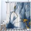 Ttincceer Tinceer Blu Marmo Tenda da Doccia 152x183cm Lusso Moderno Oro Texture Tenda da Bagno Astratto Blu Bianco Marmo Tende da Doccia Impermeabile Tenda da Vasca da Bagno