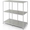 Floordirekt Scaffale in metallo, credenza - grigio, cromato, 80 x 80 x 40 cm - Sistema modulare ad incastro dal design moderno, scaffale in metallo per soggiorno, ufficio, corridoio - Scaffale a cubi