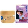 NIVEA Crema Corpo Burro di Cacao 250 ml e Labello Bridgerton Limited Edition Blackberry Pie 4.8 g, Skincare kit con crema corpo idratante per pelle secca e balsamo labbra colorato con aroma di Mora