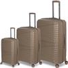 Valigeria.shop Set 3 Valigie Trolley Rigido in Polipropilene - Espandibile +25% con Ruote Doppie Silenziose e TSA - Bagaglio a Mano 55x40x20 Ryanair Lowcost, Media e Grande - Impermeabile Antigraffio PP-04 (Tortora)