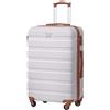COOLIFE Valigie Valigia Trolley rigido ultraleggero e capiente,Chiusura a combinazione laterale con TSA, 4 ruote per facilitare il trasporto (Bianco marrone, 77cm)