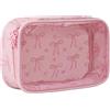 AstraGlam Transparente Borsa da trucco Donna Ragazza, Pochette Cosmetica con Fiocco Rosa, Borsa make-up per Borsa, Borsa da toilette, Idea Regalo per Amica, Mamma, Damigella