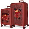 Disney Joumma Marvel Ironman Set di valigie rosso 55/65 cm rigida 6,8 kg chiusura TSA integrata ABS 6,8 kg 109L espandibile bagaglio a mano