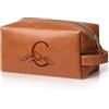 Elehui Regali personalizzati Borsa da toilette da viaggio per uomo con iniziale incisa in pelle PU borsa da barba impermeabile per articoli da toeletta accessori regalo di compleanno di Natale per