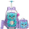 HTgroce Zaino Trolley con Scuola Elementare Bambina Zainetto con Ruote, Borsa da viaggio e da scuola con Ruote, Pranzo al Sacco e Astuccio