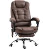 Poltrona Da Ufficio Con Telecomando E 6 Punti Di Massaggio, In Microfibra, 65x70x111-119 Cm, Marrone