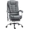 Poltrona Da Ufficio Con Telecomando E 6 Punti Di Massaggio, In Tessuto Misto Velluto E Lino, 67x79x111-121 Cm, Grigio