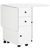 Tavolo A Ribalta Per 6 Persone Max Con 2 Cassetti, Armadietto E Ripiano, In Truciolato, 120x60x76.5 Cm, Bianco