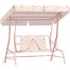 Dondolo Per Bambini Da Esterno A 2 Posti Con Tettuccio Regolabile E Cinture Di Sicurezza, 112x75x120 Cm, Rosa