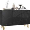 Mobile Contenitore Con 2 Armadietti E Ripiano Regolabile, In Truciolato E Metallo, 120x40x75 Cm, Nero E Oro