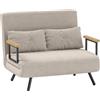 Divano Letto 3 In 1 In Tessuto Effetto Velluto Con Schienale Regolabile E 2 Cuscini, 102x73x81 Cm, Bianco Crema