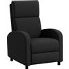 Poltrona Relax Reclinabile Manuale 160° Con Poggiapiedi In Tessuto Effetto Lino, Nero