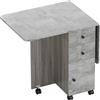 Tavolo Pieghevole Con 2 Cassetti E Armadietto, 6 Rotelle E Freni, 120x60x76.5 Cm, Grigio Legno E Roccia