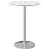 Tavolo Alto Da Bar Moderno Rotondo Con Base In Acciaio E Piano In Vetro, Ø70x102cm, Trasparente