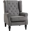 Poltrona Da Salotto Stile Francese Con Gambe In Legno E Cuscini Sfoderabili, 74x86x102 Cm, Grigio