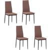 Set 4 Sedie Imbottite Per Soggiorno O Sala Da Pranzo, Sedie Da Cucina Moderne, In Metallo E Tessuto Cachi
