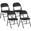 Set 2 Sedie Pieghevoli Imbottite In Finta Pelle Pu E Metallo, 45x46x78 Cm, Nero
