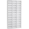 Libreria Porta Cd In Legno Con 3 Colonne Da 12 Ripiani Ad Altezza Regolabile, 102x23.5x195 Cm, Bianco