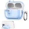kwmobile Cover per Apple Airpods Pro 2 / Pro 1 Trasparente - Custodia per Apple Airpods Pro 2 / Pro 1 Trasparente - Cover con Supporto Smartphone - blu