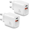LUOSIKE Caricatore USB C LUOSIKE (2 Pezzi), Spina Caricabatteria da 20W con Presa Type C e A, Spinotto Caricabatterie/Alimentatore per iPhone 17/Air/16/15/14/13/12/11/Pro Max/16e,Samsung S25/S24, Pixel 9/8