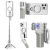 AMAZEAR Treppiede smartphone (4 in 1), Selfie stick magnetico multifunzionale per iPhone, Impugnatura portatile per smartphone con telecomando Bluetooth rimovibile e zoom regolabile per foto, Bianco