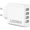LUOSIKE Caricatore USB-A Multiplo, 4-Porte Presa USB 5V/3.1A per Smart Watch Kindle Earbuds iPhone Samsung iPad, 15.5W Multipresa Alimentatore Caricabatterie Spina Charger Spinotto Doppio