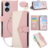 FERLAN Cover Compatibile Con Oppo A1 5G/A98/F23 5G con Cordino,Flip Custodia Portafoglio Custodia in pelle,[3-6 Porta Carte][Magnetico],Custodia Libro Cover con Laccio Cinghia regolabile Case - rosa