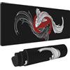 Yilad Tappetino per mouse da gioco con carpa giapponese Yin e Yang Koi, XL, base in gomma antiscivolo, bordi cuciti, tappetino per mouse grande, 80 x 30 cm