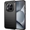 WJXEXRS Cover per Xiaomi Redmi Note 15 Pro Plus 5G, Custodia Spazzolata e Fibra di Carbonio Morbido Silicone TPU Slim Fit, Antiurto, Antigraffio, Antiscivolo, Cover Xiaomi Redmi Note 15 Pro+ 5G -Nero