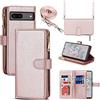Cavor Cover Google Pixel 7A con Cordino,Flip Portafoglio Custodia in Pelle,[9 Porta Carte][Chiusura Magnetica],Custodia Libro Cover con Laccio per Google Pixel 7A - Oro Rosa