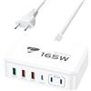 Aione 165W GaN PD & QC 3.0 Multi-Port USB C Caricabatterie - 6-Port Stazione di Ricarica for iPhone, MacBook, Laptop, Samsung, iPad, Pixel