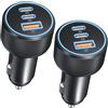 LUOSIKE 67W 3-Porte Caricabatterie Auto USB C, Presa Accendisigari PD/QC 3.0 Rapido Carica Batteria Adattatore 12V Caricatore per iPhone 17/Air/16/15/14/13/Pro Max/16e, iPad, Samsung S25, Pixel Xiaomi 2Pack