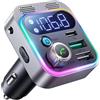 Generico Joyrom Trasmettitore FM per Auto JR-CL16, Bluetooth con Caricatore USB e USB-C da 48W, Display LED, Luci RGB, Nero