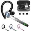 HEIBAS Bluetooth Headset, Wireless Bluetooth Earpiece with 500mAh Charging Case 72 Hours Talking Time Built-in Microphone for iOS Android Cell Phone, V5.1 Hand-Free Headphones for Trucker, Office