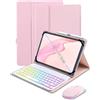 XCHYTECHER Custodia universale per tablet con tastiera per tablet da 9,7, 10,1, 10,2, 10,5, 11, 11, tastiera rimovibile retroilluminata arcobaleno in 7 colori, con portapenne, per tablet Android