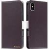 Butnyeoe Cover per iPhone X Case,Custodia iPhone XS Libro,Trama Litchi PU Pelle Protettiva Portafoglio Flip/Folio Wallet Case Con Slot per Schede e Magnetica Supporto,Marrone