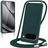 Knrlqim Cover per Google Pixel 9 Pro 5G con Cordino Custodia con Laccio Collana Tracolla Collo Corda Regolabile Liquido Silicone Antiurto AntiGraffio Protettiva Case per Google Pixel 9 Pro 6,3,Verde