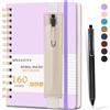 DWIYITTN Quaderno Spirale A5, Taccuino con Penna 80 Fogli/160 Pagine Blocco Note per Scrivere Note Scuola Ufficio Viaggio, 14,5 x 21 cm, 80 g/m², Lavanda