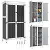 Outsunny Armadio da Giardino in Legno Abete e Acciaio, Casetta Attrezzi Giardino con Porta Bloccabile, Tetto Asfalto, Ripiani Rimovibili, Capanno Porta Attrezzi per Esterno, 94x43x166cm, Bianco Nero