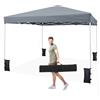 COSTWAY Gazebo da Esterno Pieghevole 290 x 290 cm, Gazebo Pop up con 4 Sacchi di Sabbia e Borsa da Trasporto, Regolabile in Altezza, Telaio Robusto in Metallo, per Mercato, Campeggio (Grigio)