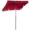 Outsunny Ombrellone da Giardino 2x1.3m Inclinabile con Bordi Arruffati, Ombrellone da Esterno con 4 Stecche in Alluminio e Poliestere 160g/㎡, per Cortile, Terrazza e Balcone, Rosso