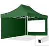 TOOLPORT Gazebo Pieghevole Giardino 3x4,5m - 2 Laterali (finestre panoramiche) Telo 700N Poliestere Idrorepellente Padiglione Mercati Sagre Verde